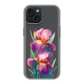 Полупрозрачный дизайнерский пластиковый чехол для Iphone 15 Цветы орхидеи