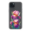Полупрозрачный дизайнерский пластиковый чехол для Iphone 15 Plus Цветы орхидеи