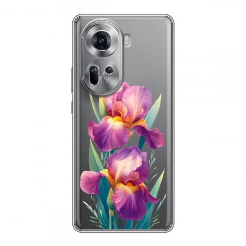 Полупрозрачный дизайнерский пластиковый чехол для OPPO Reno 11 Цветы орхидеи