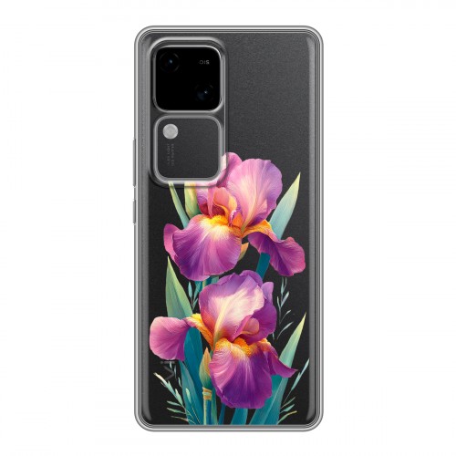 Полупрозрачный дизайнерский пластиковый чехол для Vivo V30 5G Цветы орхидеи