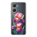 Полупрозрачный дизайнерский пластиковый чехол для Vivo Y03 Цветы орхидеи