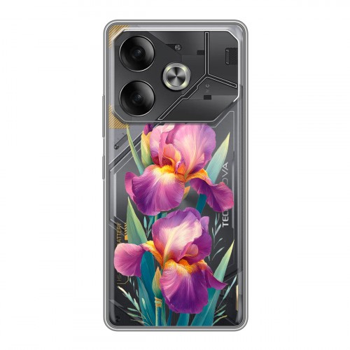 Полупрозрачный дизайнерский пластиковый чехол для Tecno Pova 6 Цветы орхидеи