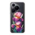 Полупрозрачный дизайнерский пластиковый чехол для Huawei Pura 70 Цветы орхидеи