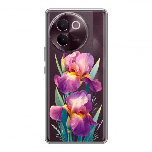 Полупрозрачный дизайнерский пластиковый чехол для Vivo V30e Цветы орхидеи