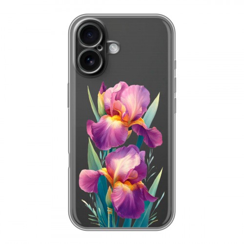 Полупрозрачный дизайнерский пластиковый чехол для Iphone 16 Цветы орхидеи
