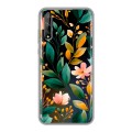 Полупрозрачный дизайнерский силиконовый чехол для Huawei Y8p Цветы паттерн