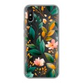 Полупрозрачный дизайнерский силиконовый чехол для Xiaomi RedMi 9A Цветы паттерн