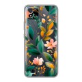 Полупрозрачный дизайнерский силиконовый чехол для Realme C20 Цветы паттерн