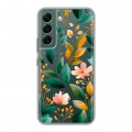 Полупрозрачный дизайнерский пластиковый чехол для Samsung Galaxy S22 Цветы паттерн