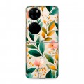 Полупрозрачный дизайнерский пластиковый чехол для Huawei P50 Pocket Цветы паттерн