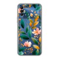 Полупрозрачный дизайнерский силиконовый чехол для Tecno Spark 8P Цветы паттерн