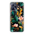 Полупрозрачный дизайнерский силиконовый чехол для Realme C35 Цветы паттерн