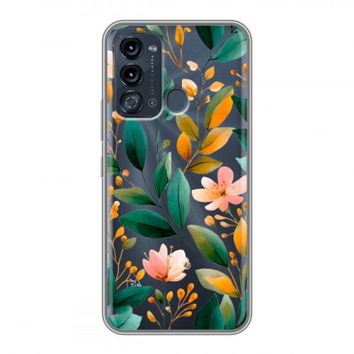 Полупрозрачный дизайнерский силиконовый чехол для Itel Vision 3 Цветы паттерн