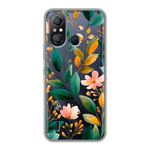 Полупрозрачный дизайнерский пластиковый чехол для Itel A49 Цветы паттерн