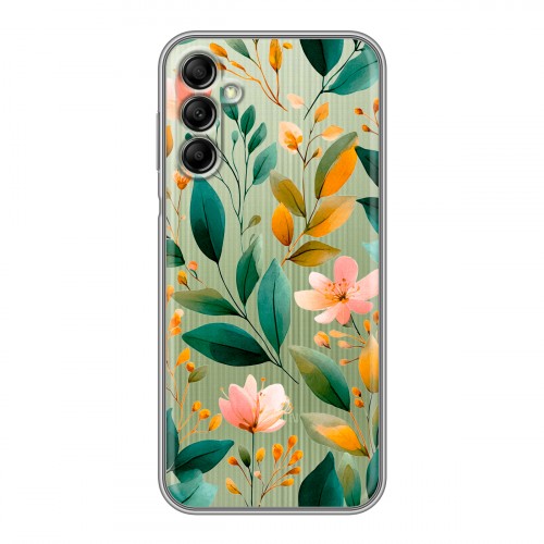 Полупрозрачный дизайнерский пластиковый чехол для Samsung Galaxy A14 Цветы паттерн