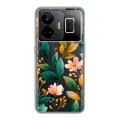Полупрозрачный дизайнерский пластиковый чехол для Realme GT3 Цветы паттерн