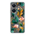 Полупрозрачный дизайнерский пластиковый чехол для Huawei Nova 11i Цветы паттерн