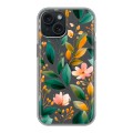 Полупрозрачный дизайнерский пластиковый чехол для Iphone 15 Цветы паттерн