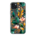 Полупрозрачный дизайнерский пластиковый чехол для Iphone 15 Plus Цветы паттерн