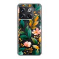 Полупрозрачный дизайнерский пластиковый чехол для OnePlus 10T Цветы паттерн