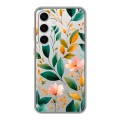 Полупрозрачный дизайнерский пластиковый чехол для Samsung Galaxy S24 Цветы паттерн
