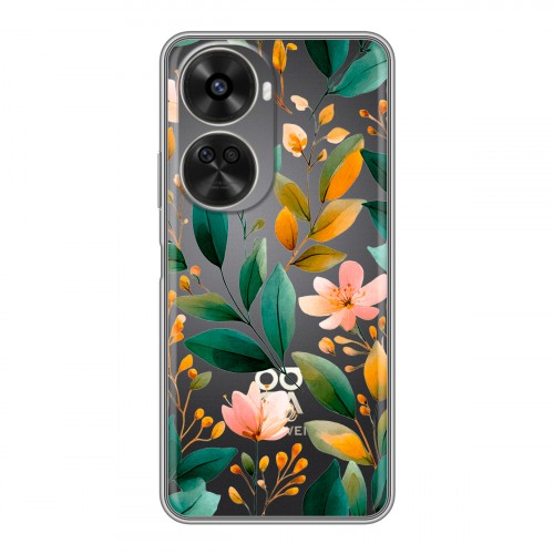 Полупрозрачный дизайнерский пластиковый чехол для Huawei Nova 11 SE Цветы паттерн