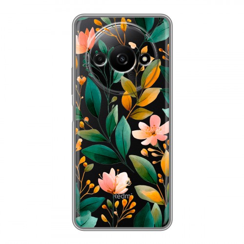 Полупрозрачный дизайнерский пластиковый чехол для Xiaomi RedMi A3 Цветы паттерн