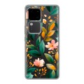 Полупрозрачный дизайнерский пластиковый чехол для Vivo V30 5G Цветы паттерн
