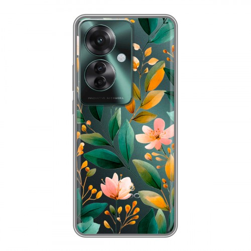 Полупрозрачный дизайнерский пластиковый чехол для Oppo Reno 11F Цветы паттерн