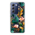 Полупрозрачный дизайнерский пластиковый чехол для Vivo V30 Lite Цветы паттерн