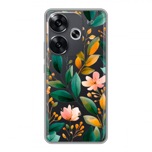 Полупрозрачный дизайнерский пластиковый чехол для Xiaomi Redmi Turbo 3 Цветы паттерн
