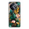 Полупрозрачный дизайнерский пластиковый чехол для Itel S24 Цветы паттерн