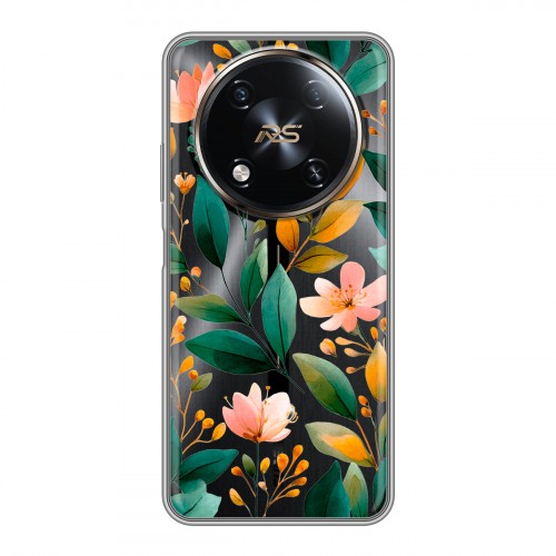 Полупрозрачный дизайнерский пластиковый чехол для Itel RS4 Цветы паттерн