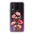 Полупрозрачный дизайнерский силиконовый чехол для Vivo Y17 Цветы