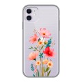 Полупрозрачный дизайнерский силиконовый чехол для Iphone 11 Цветы