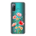 Полупрозрачный дизайнерский силиконовый с усиленными углами чехол для Tecno Pouvoir 4 Цветы