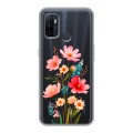 Полупрозрачный дизайнерский силиконовый чехол для OPPO A53 Цветы