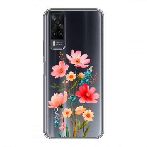 Полупрозрачный дизайнерский пластиковый чехол для Vivo Y31 Цветы