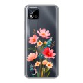 Полупрозрачный дизайнерский силиконовый чехол для Realme C20 Цветы