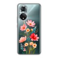 Полупрозрачный дизайнерский силиконовый чехол для Huawei Honor 50 Цветы