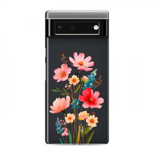 Полупрозрачный дизайнерский силиконовый чехол для Google Pixel 6 Цветы