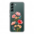 Полупрозрачный дизайнерский пластиковый чехол для Samsung Galaxy S22 Цветы