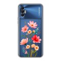 Полупрозрачный дизайнерский силиконовый чехол для Tecno Spark 8P Цветы
