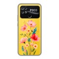 Полупрозрачный дизайнерский силиконовый чехол для Xiaomi Poco C40 Цветы