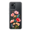 Полупрозрачный дизайнерский пластиковый чехол для Realme C30 Цветы