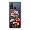 Полупрозрачный дизайнерский пластиковый чехол для Itel A49 Цветы