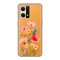 Полупрозрачный дизайнерский силиконовый чехол для OPPO Reno7 Цветы