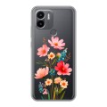 Полупрозрачный дизайнерский силиконовый чехол для Xiaomi Redmi A1 Plus Цветы