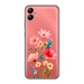 Полупрозрачный дизайнерский силиконовый чехол для Samsung Galaxy A04e Цветы