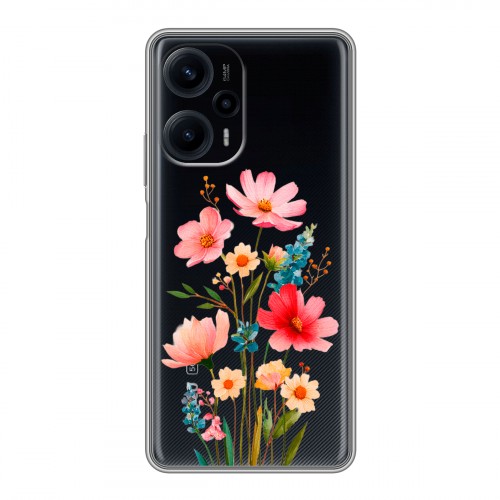 Полупрозрачный дизайнерский пластиковый чехол для XIaomi Poco F5 Цветы